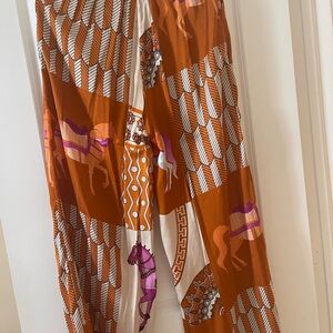 Colorful Horse Print silk Pants